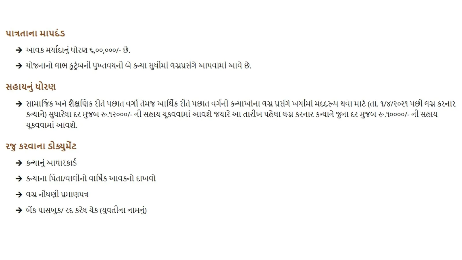 Kunwar Bai Nu Mameru, Gujarat Government, કુંવરબાઈનું મામેરુ યોજના