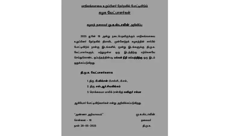 திமுக எம்பி வேட்பாளர் பட்டியல் 