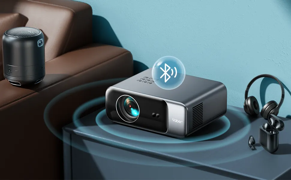 YABER PRO V9 WiFi 6 Bluetooth Projector, 500ANSI Lumens 1080P Portable ...