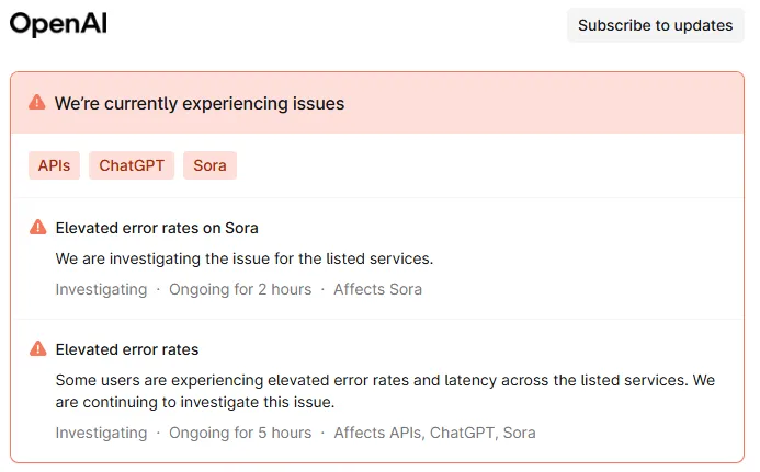 openai chatgpt down status