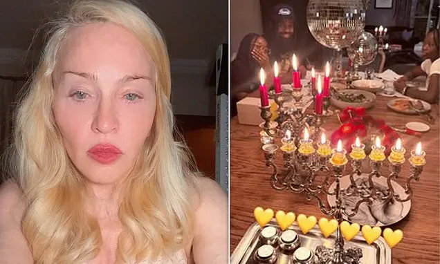 Madonna, 67, stuns with youthful glow in makeup-free selfie as she  celebrates Hanukkah with boyfriend Akeem Morris and kids | Daily Mail Online