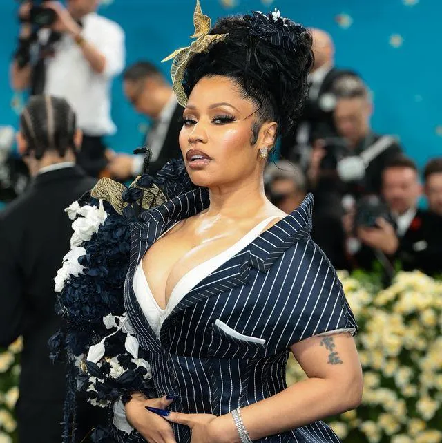 Nicki Minaj Wears Thom Browne Dress to the 2025 Met Gala Red Carpet