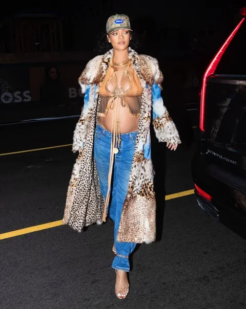 mandatory credit photo by diggzyjesalshutterstock 12798277c<br />
rihanna unleashes her wild side as she drapes her growing baby bump in fur coat for dinner<br />
rihanna unleashes her wild side as she drapes her growing baby bump in fur coat for dinner at giorgio baldi, los angeles, california, usa   09 feb 2022