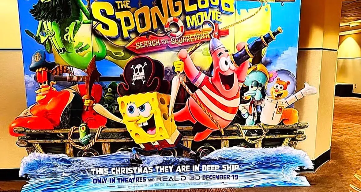 NickALive!: New 'The SpongeBob Movie: Search for SquarePants' Promotional  Standee Spotted In Theaters