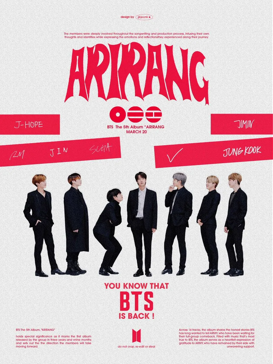 ARIRANG&rdquo; &star; The 5th Album by BTS Comeback Poster #BTSComeback2026  #BTS_ARIRANG