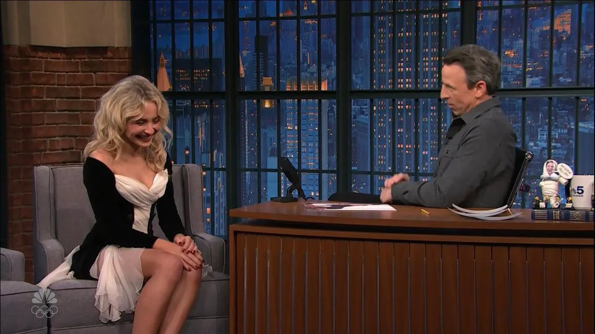 Sabrina Carpenter on Late Night With Seth Meyers.