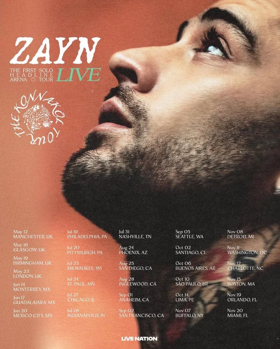 Zayn Malik announces his first-ever headlining arena and stadium solo tour!🔥  'The Konnakol Tour' kicks off May 12th in Manchester, UK.