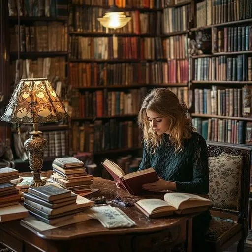 reading books in the library