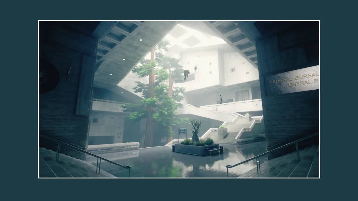 Control (2019) uses brutalist architecture and liminal spaces