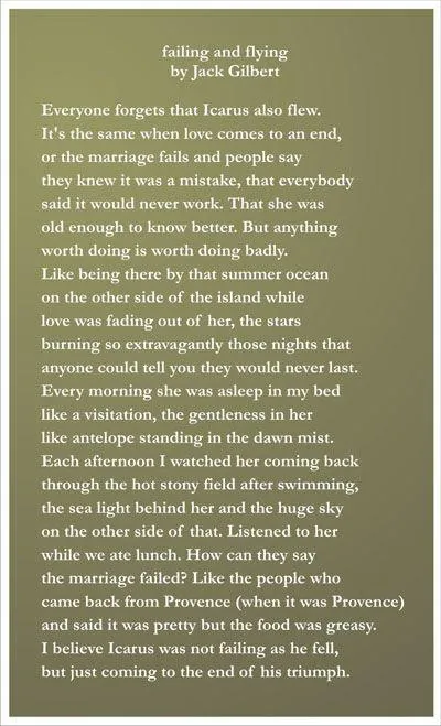 Jack Gilbert’s ‘Failing and Flying,’