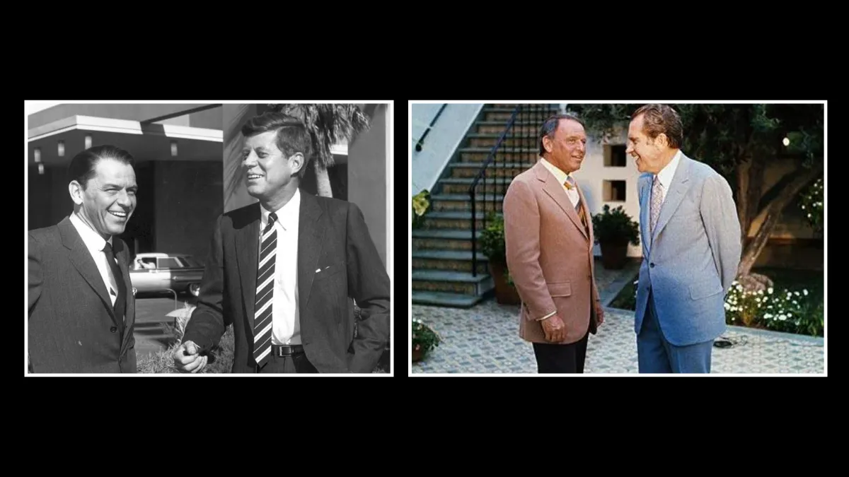 Frank Sinatra with John F Kennedy and Richard Nixon