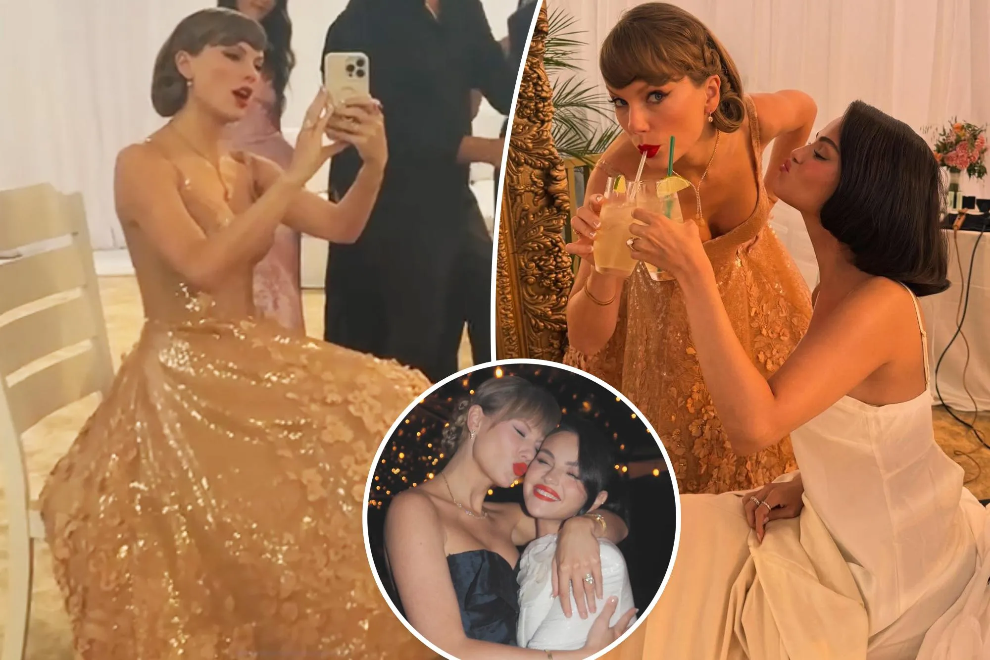 Taylor Swift wears Oscar de la Renta dress at Selena Gomez and Benny  Blanco's wedding