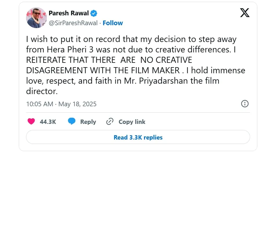 Paresh Rawal X Post
