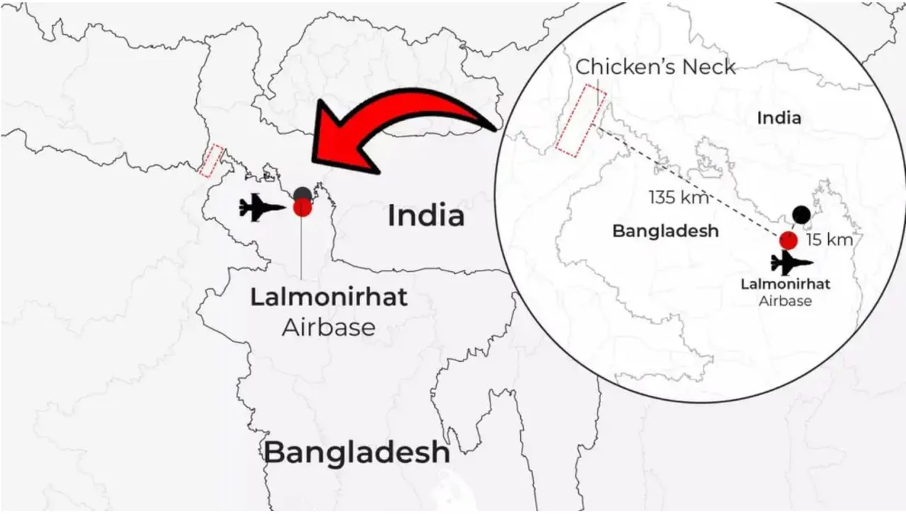 काननकुमार त्रिवेदी 🇮🇳 on X: "चीनी अधिकारियों ने बांग्लादेश में लालमोनिरहाट  एयरफील्ड का दौरा किया,जो अंतरराष्ट्रीय सीमा से सिर्फ़ 20 किलोमीटर ...