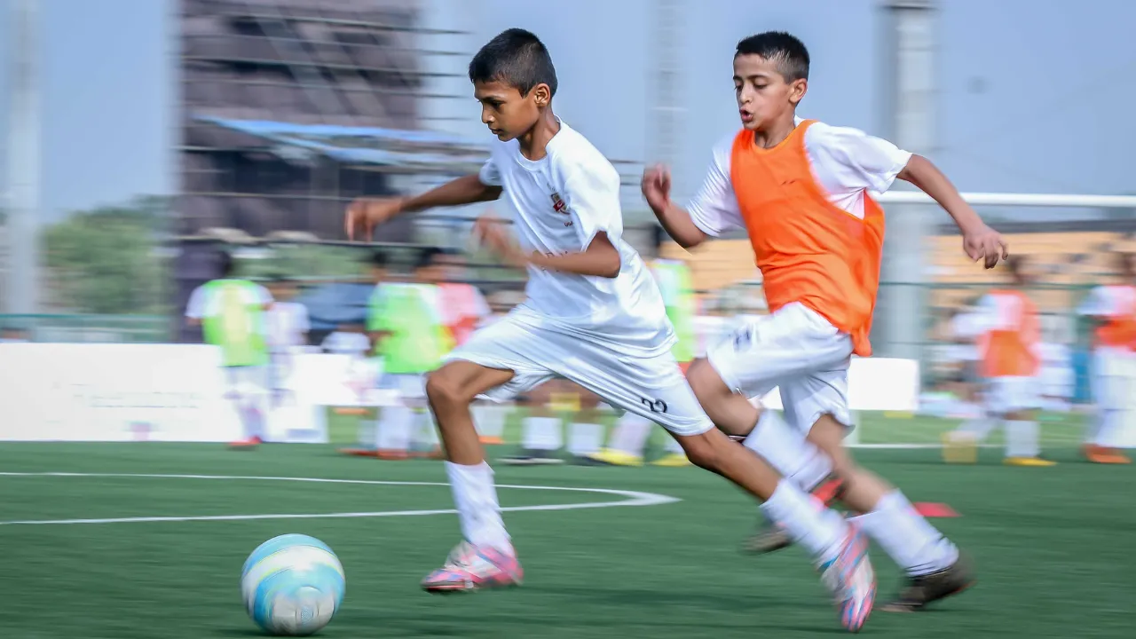 kids playing football in India 