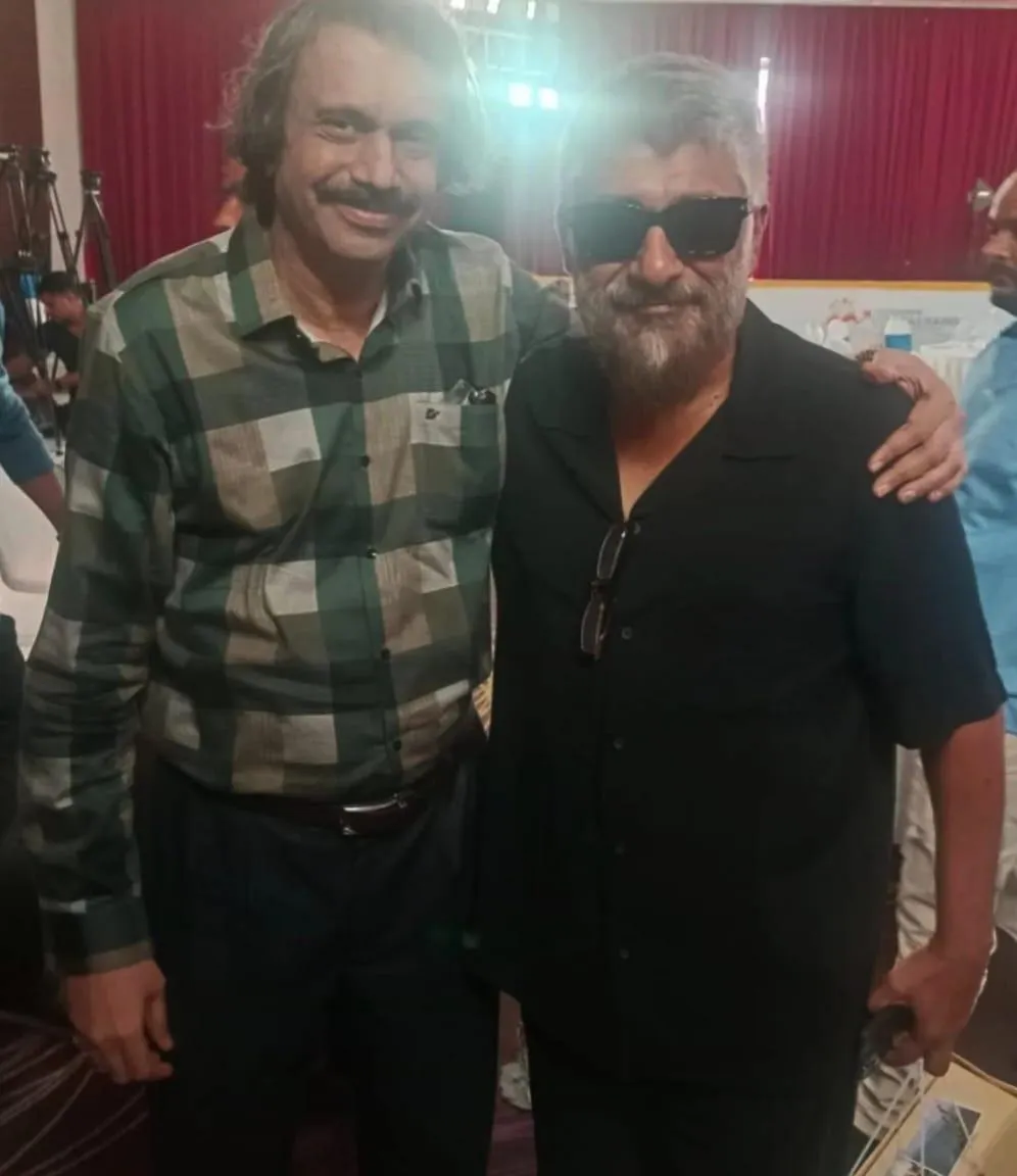 Vivek Agnihotri (right) with sr film journalist Chaitanya Padukone