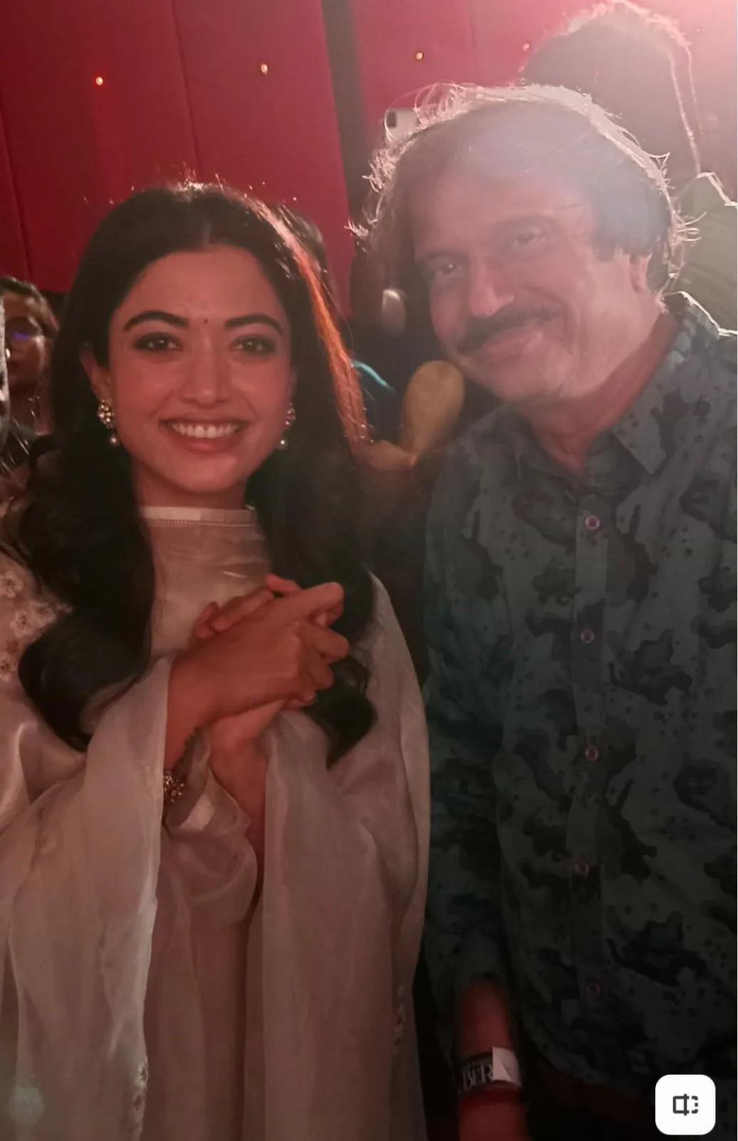 Kuberaa star Rashmika Mandanna with sr journalist Chaitanya Padukone