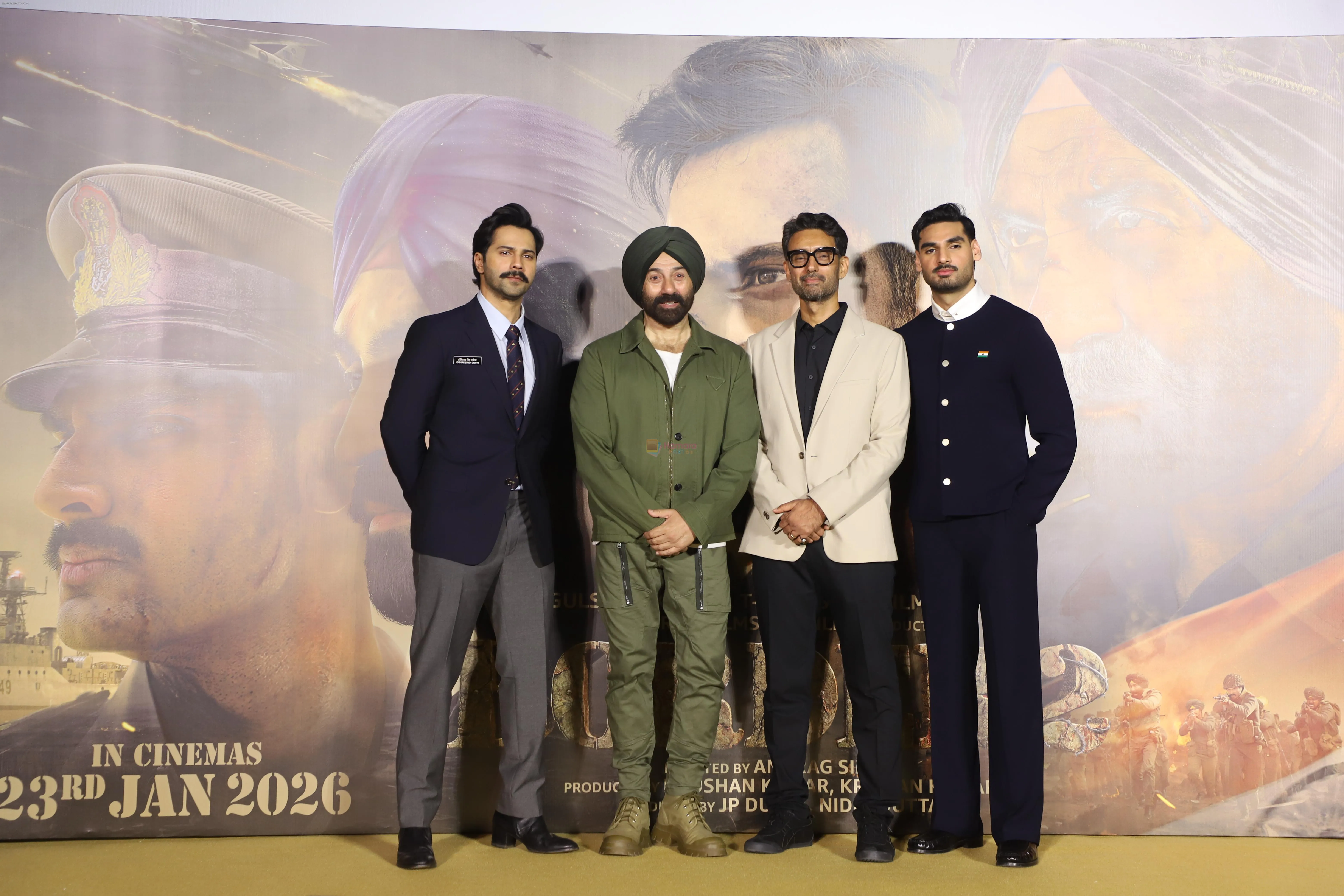 Varun Dhawan, Sunny Deol, Anurag Singh, Ahan Shetty at Border 2 Movie  Teaser Launch on 16-Dec-2025 / Varun Dhawan - Bollywood Photos