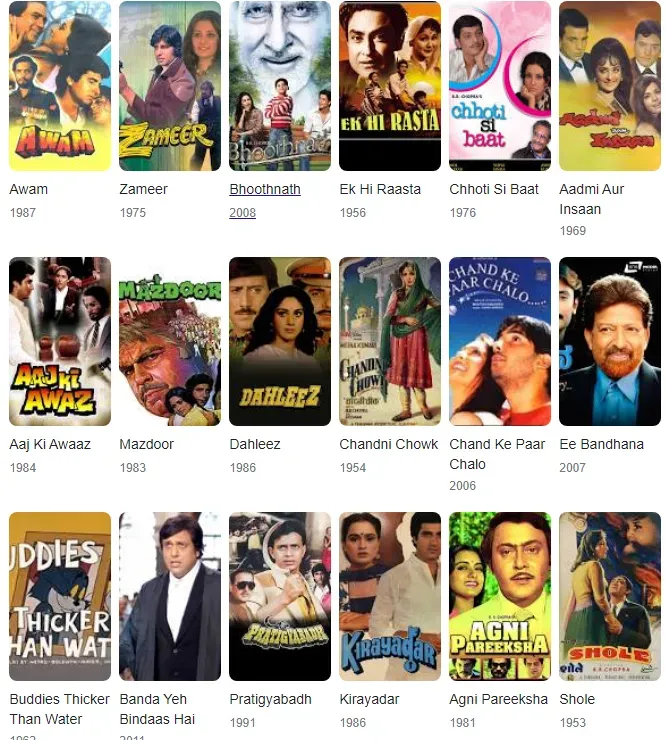 B R Chopra filmography