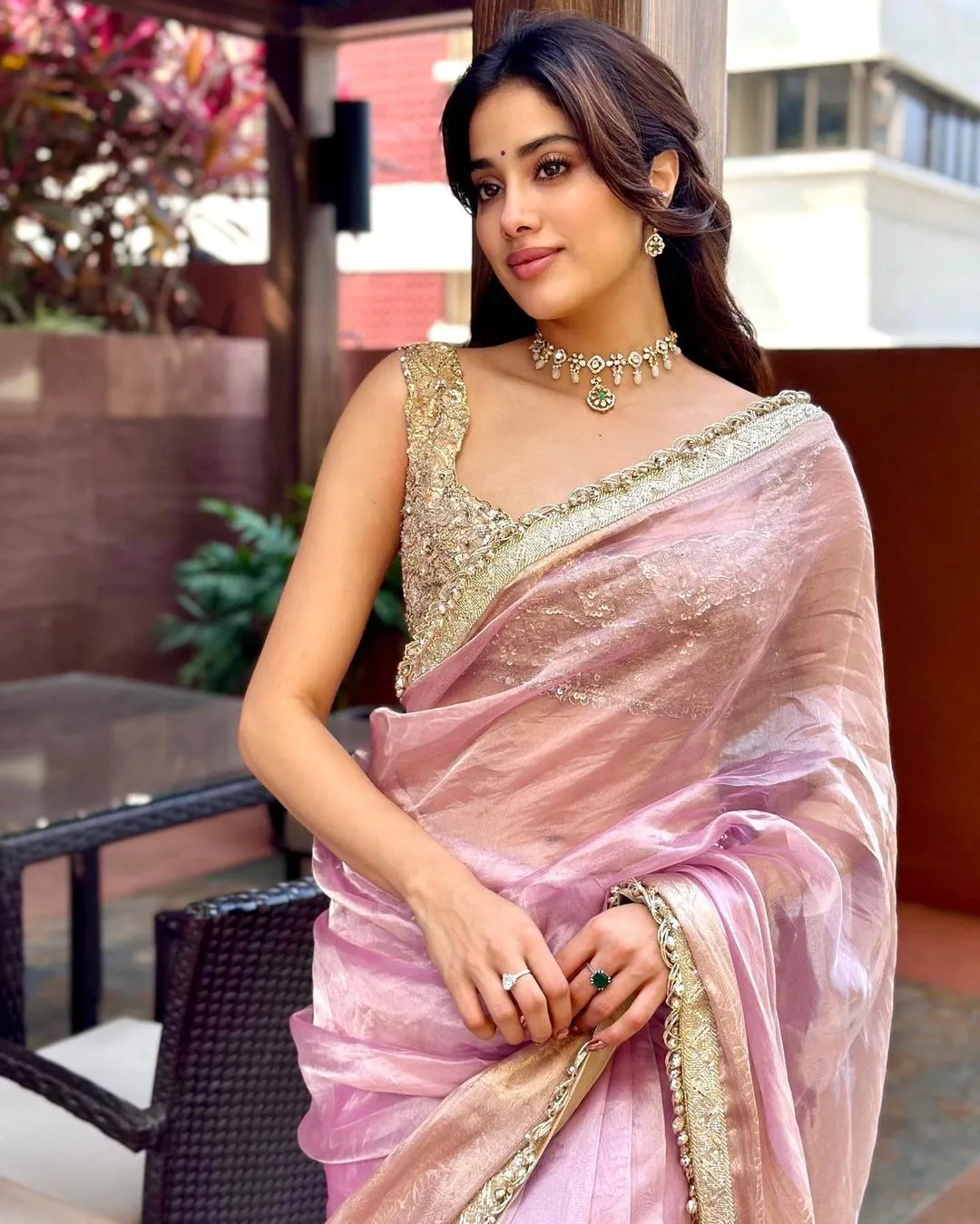 Janhvi Kapoor Inspired Baby Pink Soft Tissue Silk Saree with Handmade  Cutwork Laces