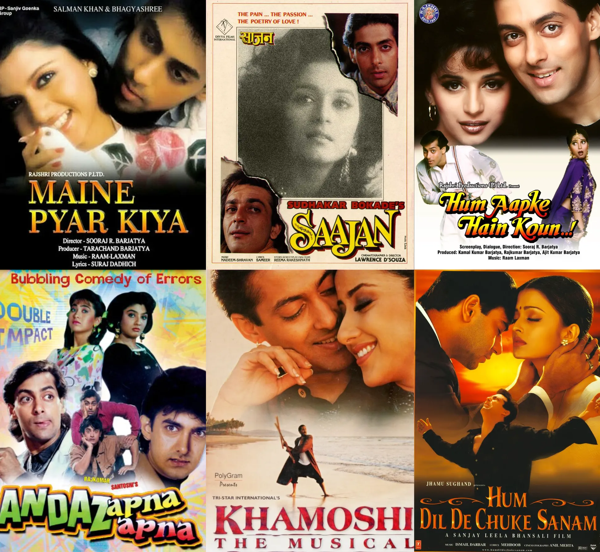 A snapshot of some of Salman Khan's path breaking movies from the 90s - A  Reminder for all those users who think Salman only made nonsensical over  the top action movies or