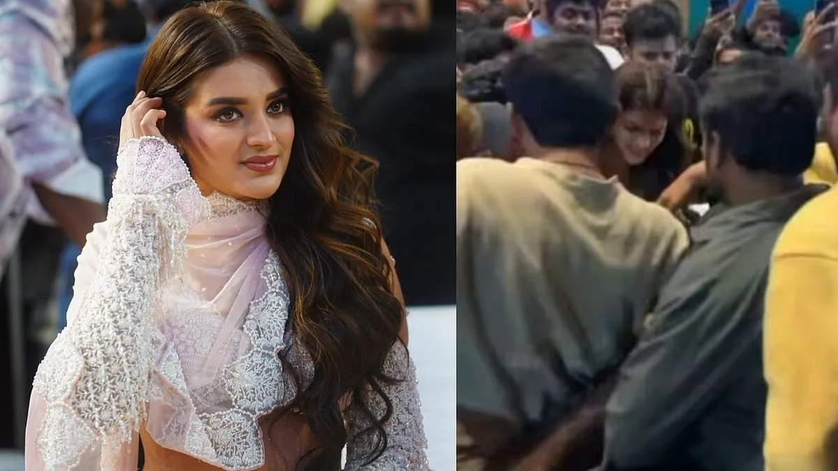 Nidhhi Agerwal Mobbed at Sahana Sahana Song Launch