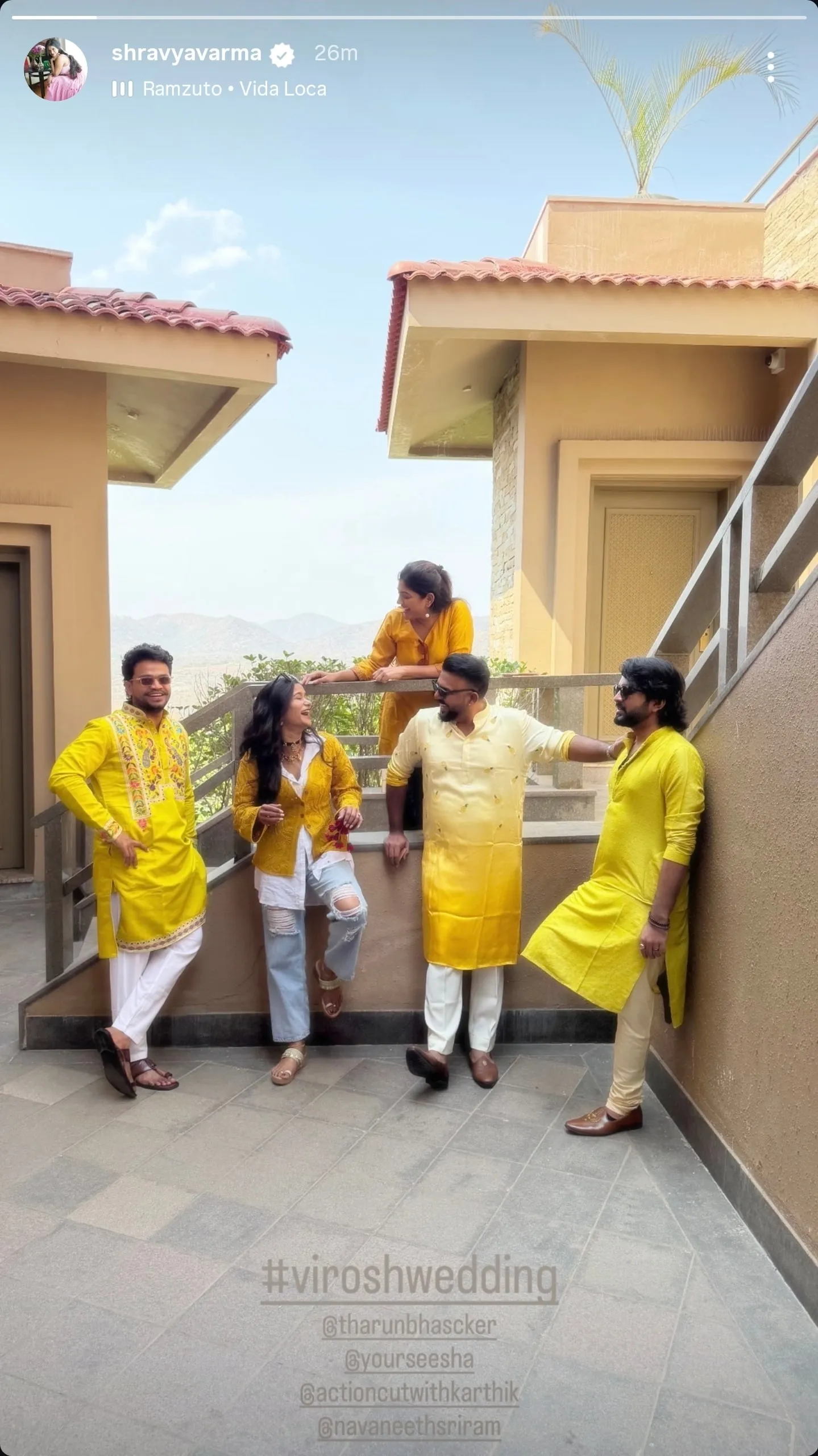 Shravya Varma posted a glimpse of the Virosh haldi ceremony.