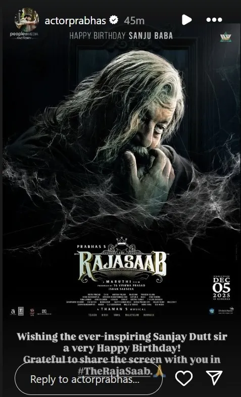 The Raja Saab: Prabhas Surprises Fans With Sanjay Dutt's First Look, Says  'Grateful' | Telugu Cinema News - News18