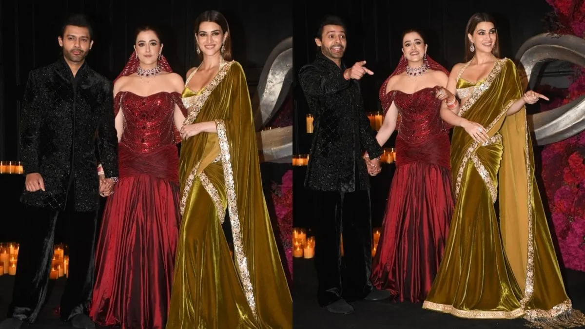 Kriti Sanon Wows In Green Saree As She Poses With Nupur And Stebin At Their  Reception | Watch | Bollywood News - News18