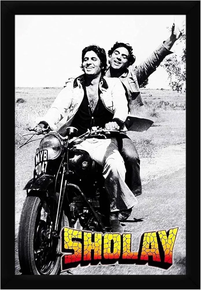 Braj Art Gallery Sholay Movie Amitabh & Dharmendra Photo Frame Size  13.5X19.5 Inches : Amazon.in: Home & Kitchen