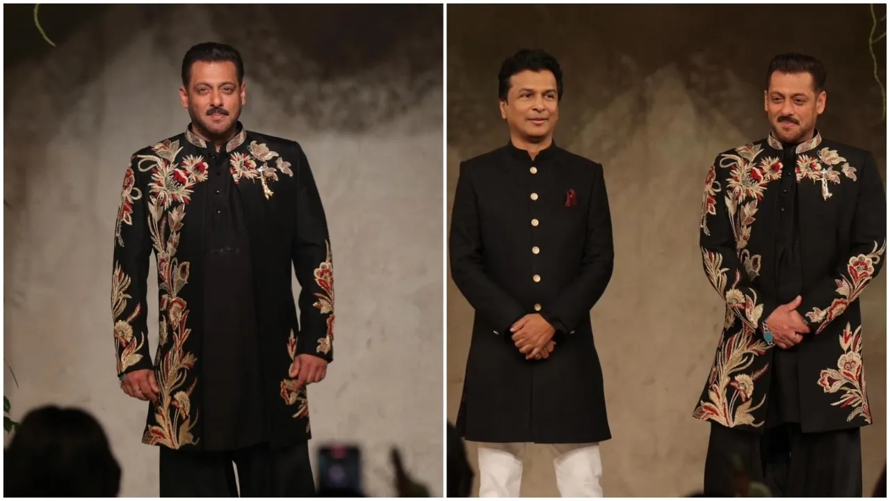 Salman Khan did a royal ramp walk at Vikram Phadnis fashion show Sushmita hugged him