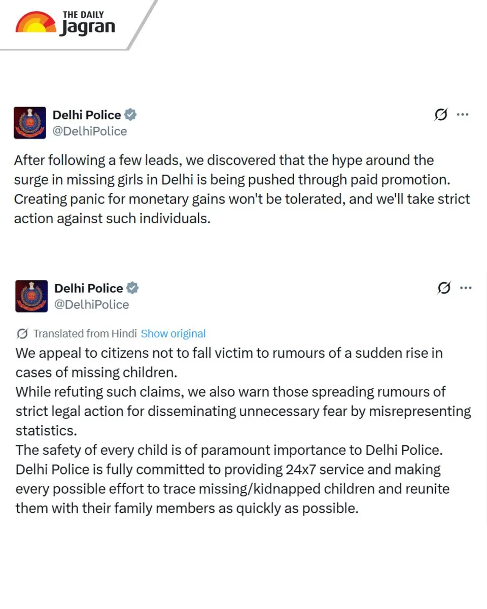 Delhi Police has dismissed viral claims of a sudden rise in missing persons  cases, clarifying that January recorded 1,777 cases &mdash; below the usual  monthly average. Officials said many involve short-term issues