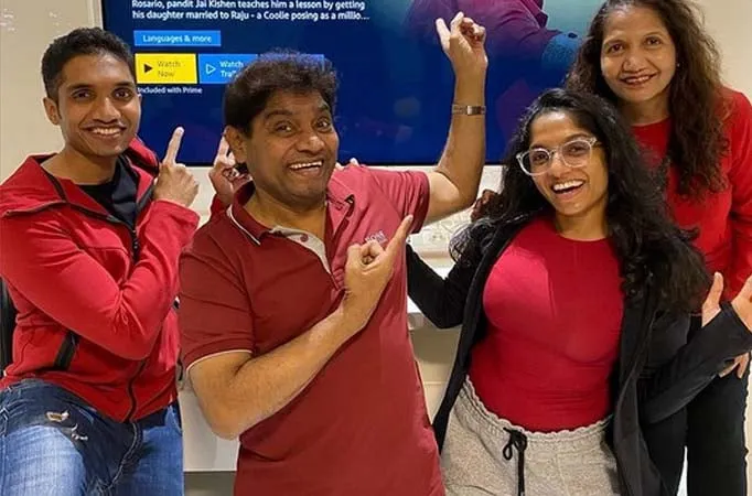 Johnny Lever and his family
