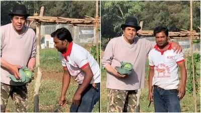 Veteran actor Dharmendra tries his hand at farming, introduces fans to his  'hero'