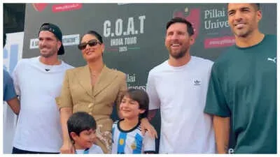 Lionel Messi adds Kareena Kapoor Khan with sons Taimur and Jeh to his India  tour video; tells fans 'We'll be back to visit' | - The Times of India