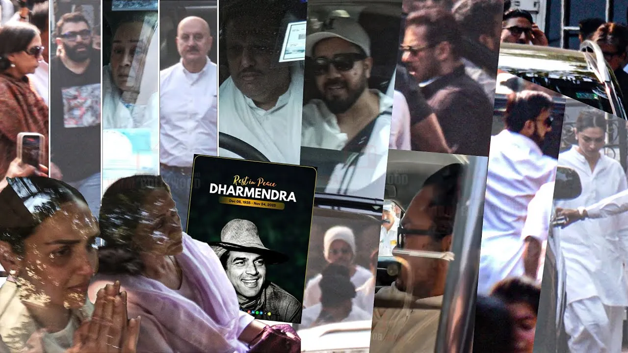 Salman Khan and Bollywood Stars arrive at Dharmendra Ji's Last Rites |  Emotional Final Goodbye - YouTube