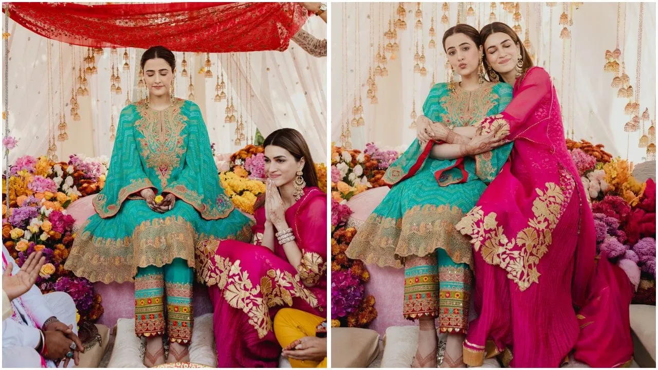 इन दोनों फोटोज में कृति और नूपुर एक साथ बैठे और एक दूसरे को गले लगाए नजर आ रहे हैं. दोनों बहनों के बीच का प्यार फोटो में झलक रहा है. इसके साथ ही दोनों का एथनिक लुक बहुत बेहतरीन लग रहा है. फैंस के साथ ही बॉलीवुड के सितारों भी उनकी तस्वीरों पर कमेंट कर रहे हैं. 