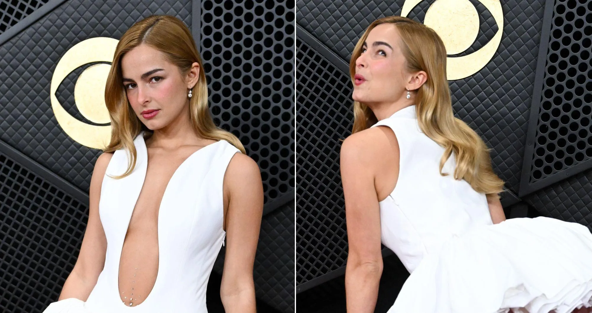 Addison Rae Channels Marilyn Monroe in White Ala&iuml;a at the Grammys