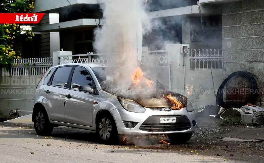 A car caught fire while going to eat; A panicked owner