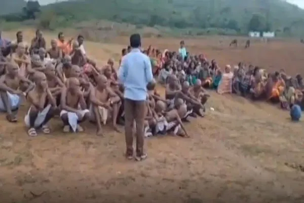 Villagers shave 40 heads of family members for marrying  intercaste caste 