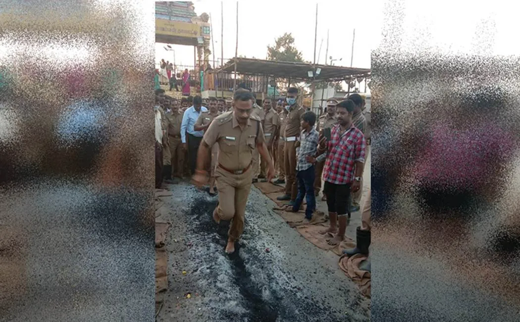 police officer walked in temple fire