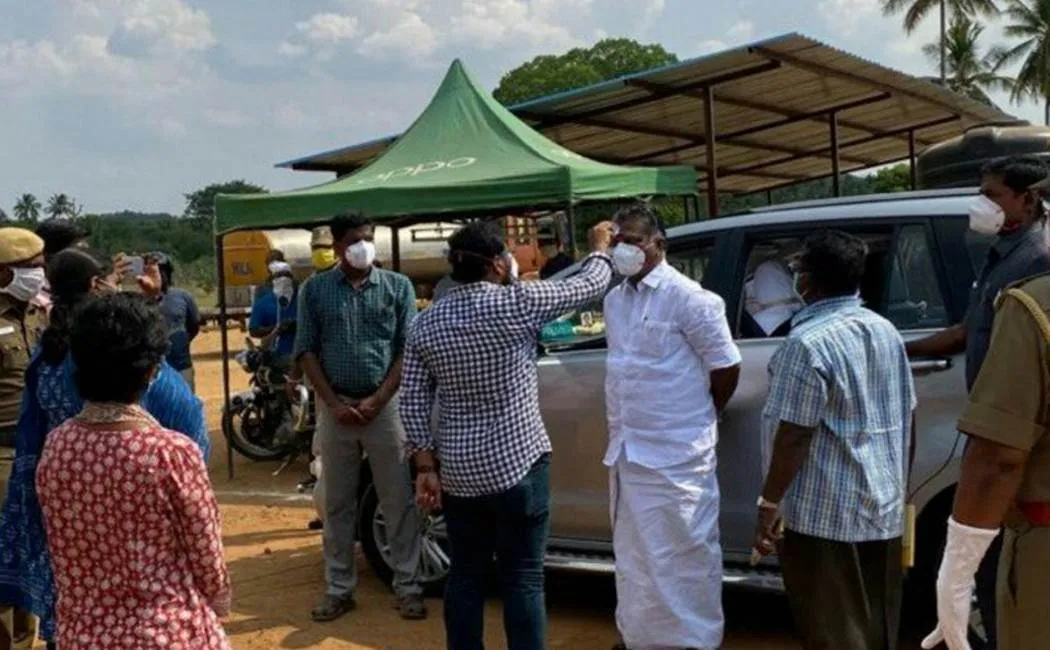  ADMK - OPanneerselvam - corona virus test