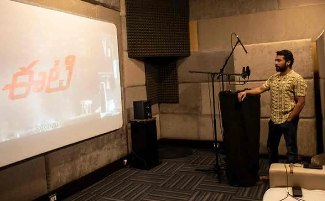 surya dubs his own voice for  telugu version etharkkum thunindhavan movie