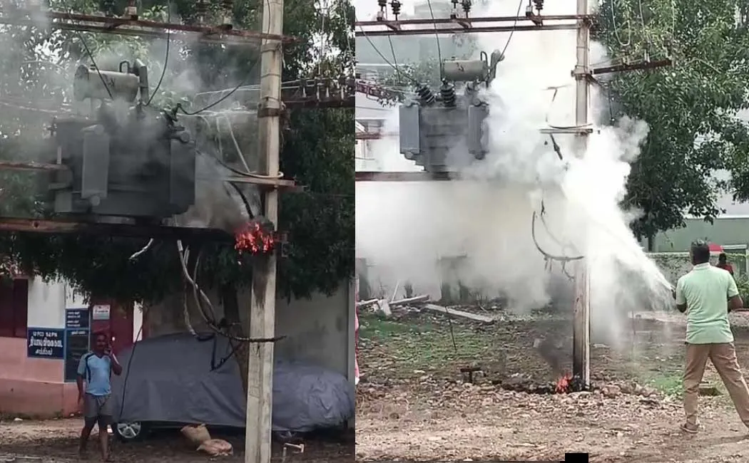 Fire police immediately extinguished fire transformer cable