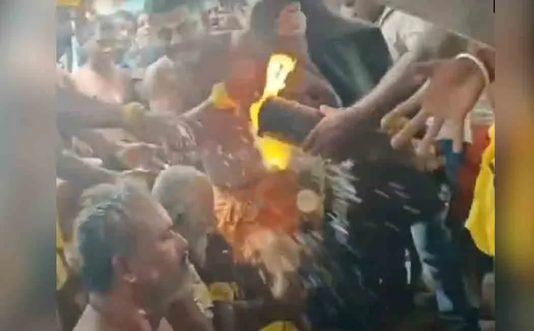 The priest was beaten with a whip yesterday