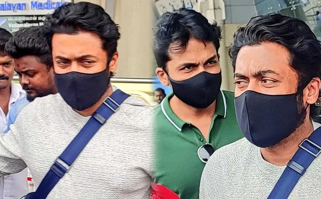 Suriya And Karthi At Spotted Madhurai Airport Viruman Audio Launch