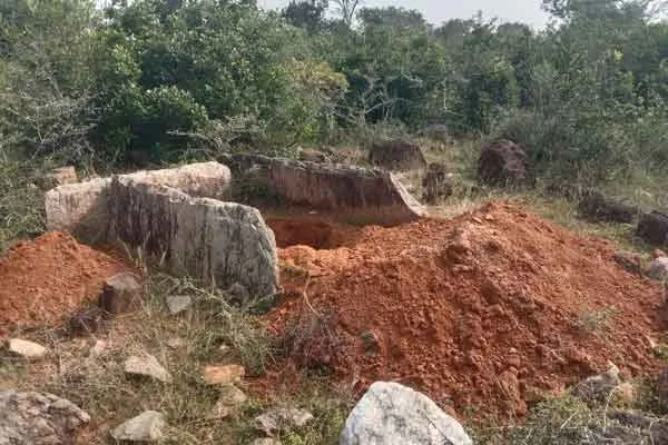 Treasure thieves damaging Neolithic symbols