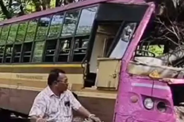 Government bus accident near Tirupattur after hitting a tamarind tree