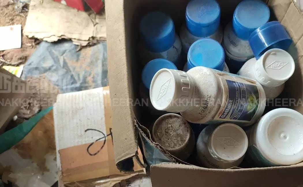 Scam by relabeling expired pesticides medicines in Keeramangalam