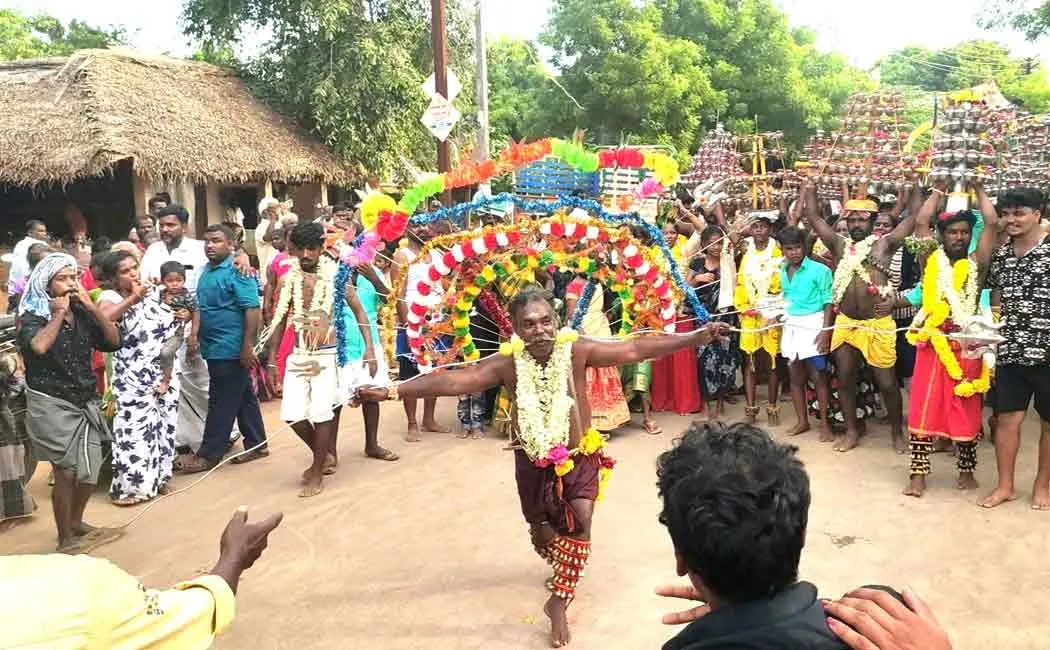 Minister Meyyanathan participates in tribal temple festival